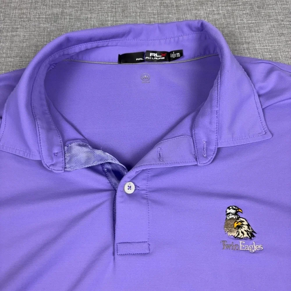 RLX Ralph Lauren Polo Shirt Mens 2XL Purple TwinEagles Golf Short Sleeve